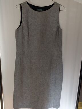 Lauren Ralph Lauren Black and Gray Sleeveless Midi Sheath Dress